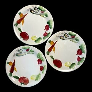 Set Of 3 Vintage Nasco Del Coronado Vegetable Motif  Salad Plates